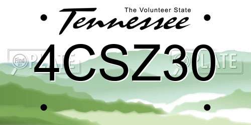 4CSZ30 Tennessee License Plate