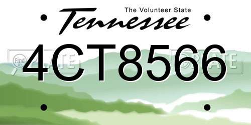 4CT8566 Tennessee License Plate