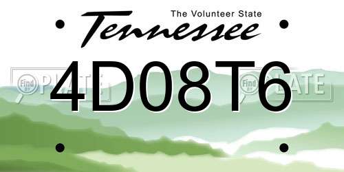 4D08T6 Tennessee License Plate