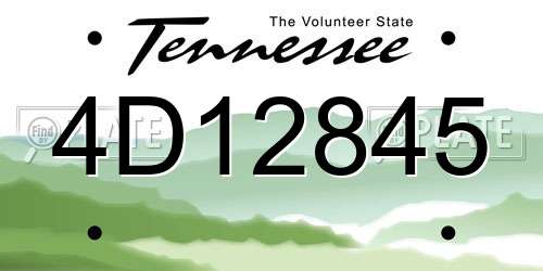 4D12845 Tennessee License Plate