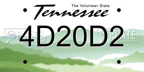 4D20D2 Tennessee License Plate
