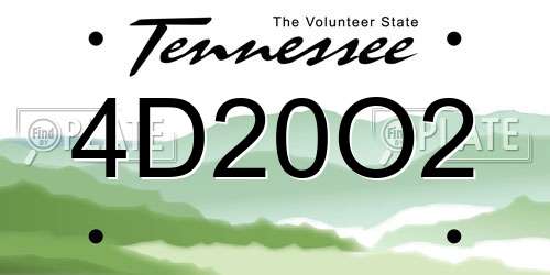 4D20O2 Tennessee License Plate