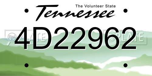 4D22962 Tennessee License Plate
