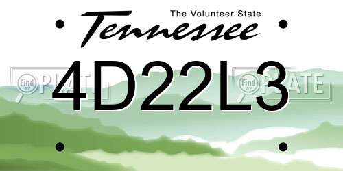 4D22L3 Tennessee License Plate