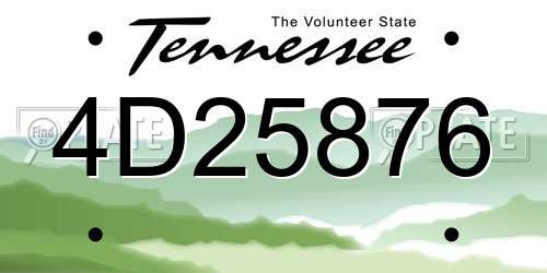 4D25876 Tennessee License Plate