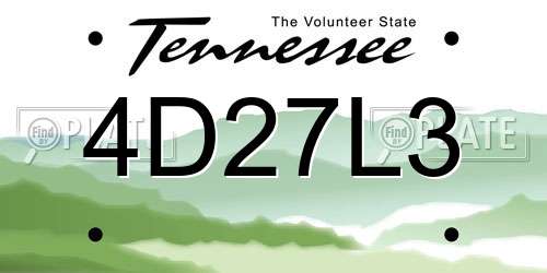 4D27L3 Tennessee License Plate