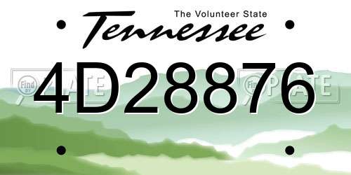 4D28876 Tennessee License Plate
