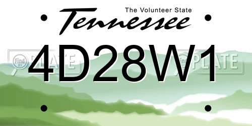 4D28W1 Tennessee License Plate
