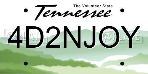 4D2NJOY Tennessee License Plate