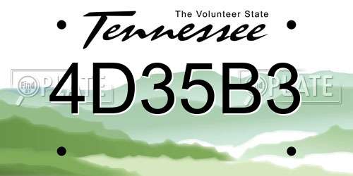 4D35B3 Tennessee License Plate