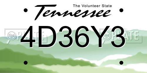 4D36Y3 Tennessee License Plate