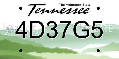 4D37G5 Tennessee License Plate