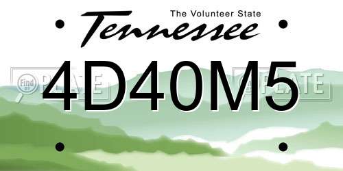 4D40M5 Tennessee License Plate