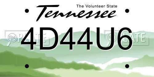 4D44U6 Tennessee License Plate