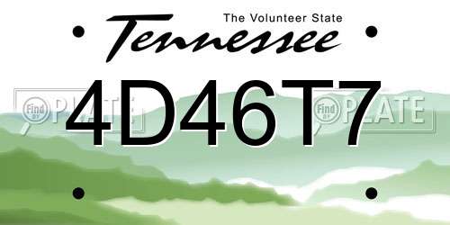 4D46T7 Tennessee License Plate