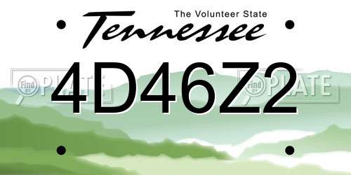4D46Z2 Tennessee License Plate