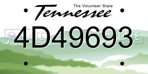 4D49693 Tennessee License Plate