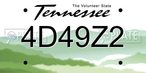 4D49Z2 Tennessee License Plate
