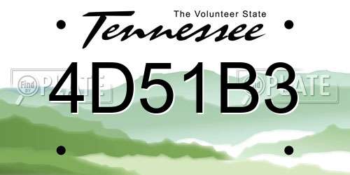 4D51B3 Tennessee License Plate
