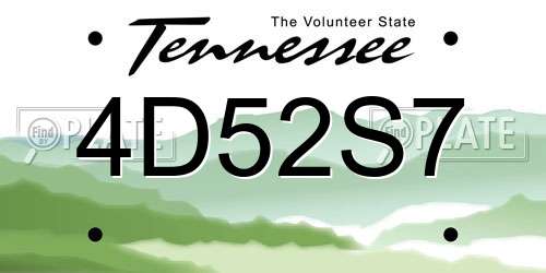 4D52S7 Tennessee License Plate