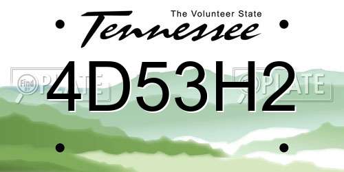 4D53H2 Tennessee License Plate