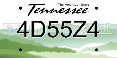 4D55Z4 Tennessee License Plate