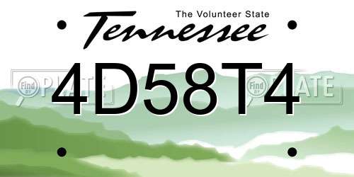 4D58T4 Tennessee License Plate
