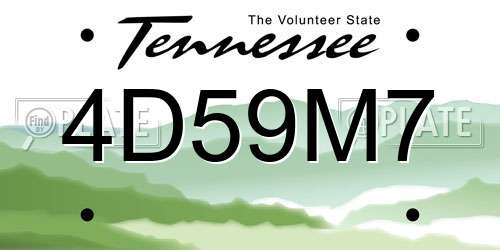 4D59M7 Tennessee License Plate