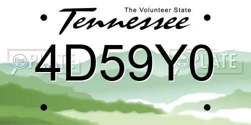 4D59Y0 Tennessee License Plate