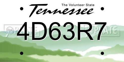 4D63R7 Tennessee License Plate
