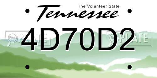 4D70D2 Tennessee License Plate