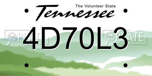 4D70L3 Tennessee License Plate