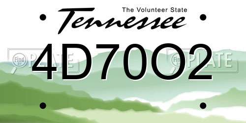 4D70O2 Tennessee License Plate