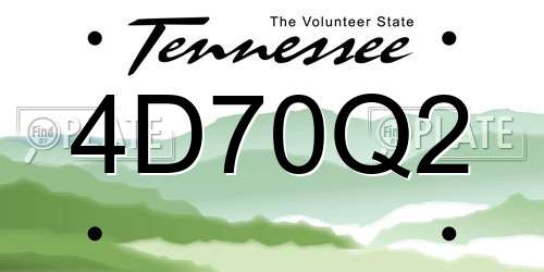 4D70Q2 Tennessee License Plate