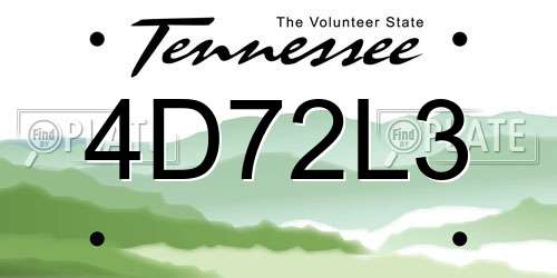 4D72L3 Tennessee License Plate