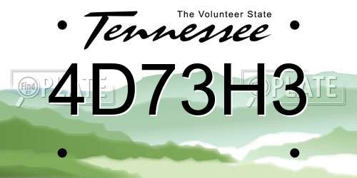4D73H3 Tennessee License Plate