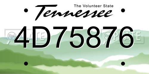 4D75876 Tennessee License Plate