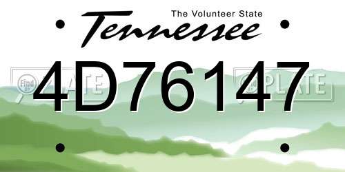 4D76147 Tennessee License Plate
