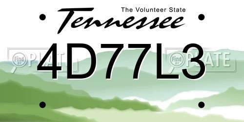 4D77L3 Tennessee License Plate