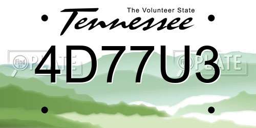 4D77U3 Tennessee License Plate
