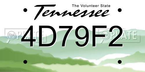4D79F2 Tennessee License Plate