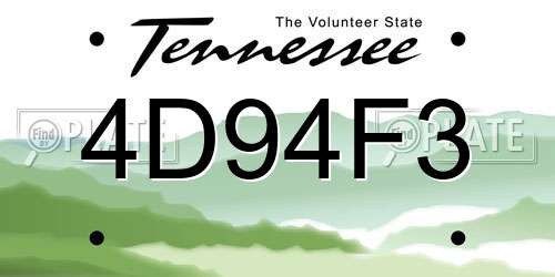 4D94F3 Tennessee License Plate