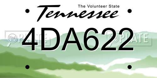 4DA622 Tennessee License Plate
