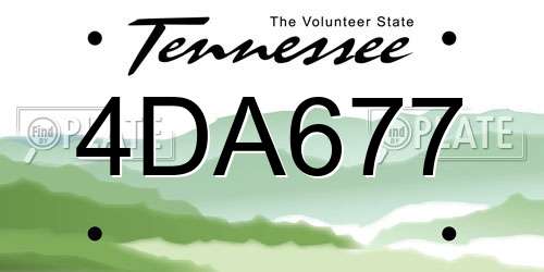 4DA677 Tennessee License Plate