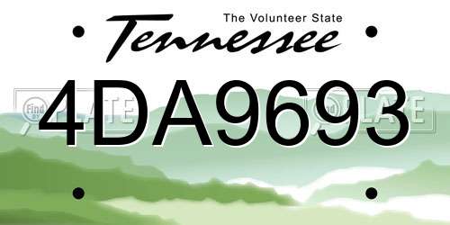 4DA9693 Tennessee License Plate