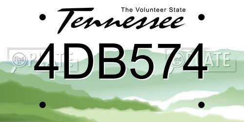 4DB574 Tennessee License Plate