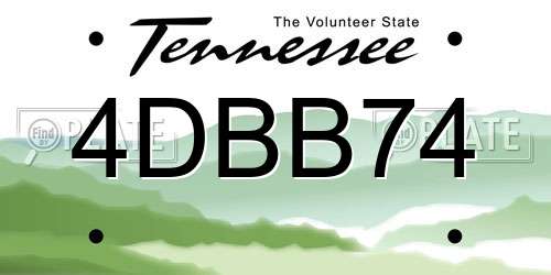 4DBB74 Tennessee License Plate