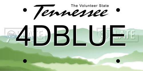 4DBLUE Tennessee License Plate