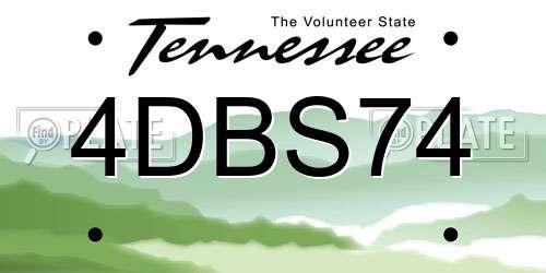 4DBS74 Tennessee License Plate