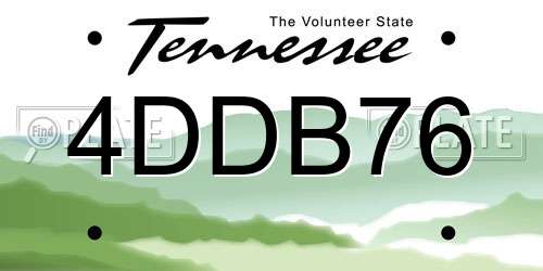 4DDB76 Tennessee License Plate